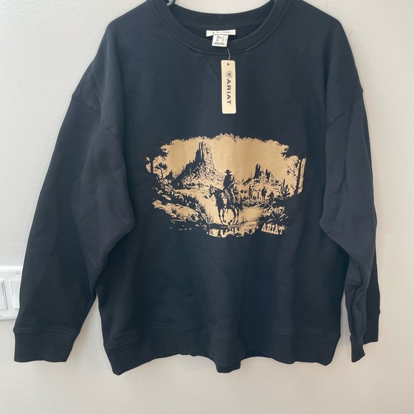 Ariat Tops - Ariat Outlaw Oversized Crew Black Western Sweatshirt Women’s Size Large NWT